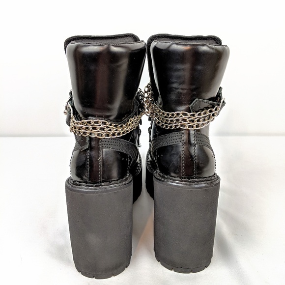 FENTY x PUMA Rhianna Black Chain Wedge Platform Laceup Sporty Ankle Boots NEW - Picture 6 of 10